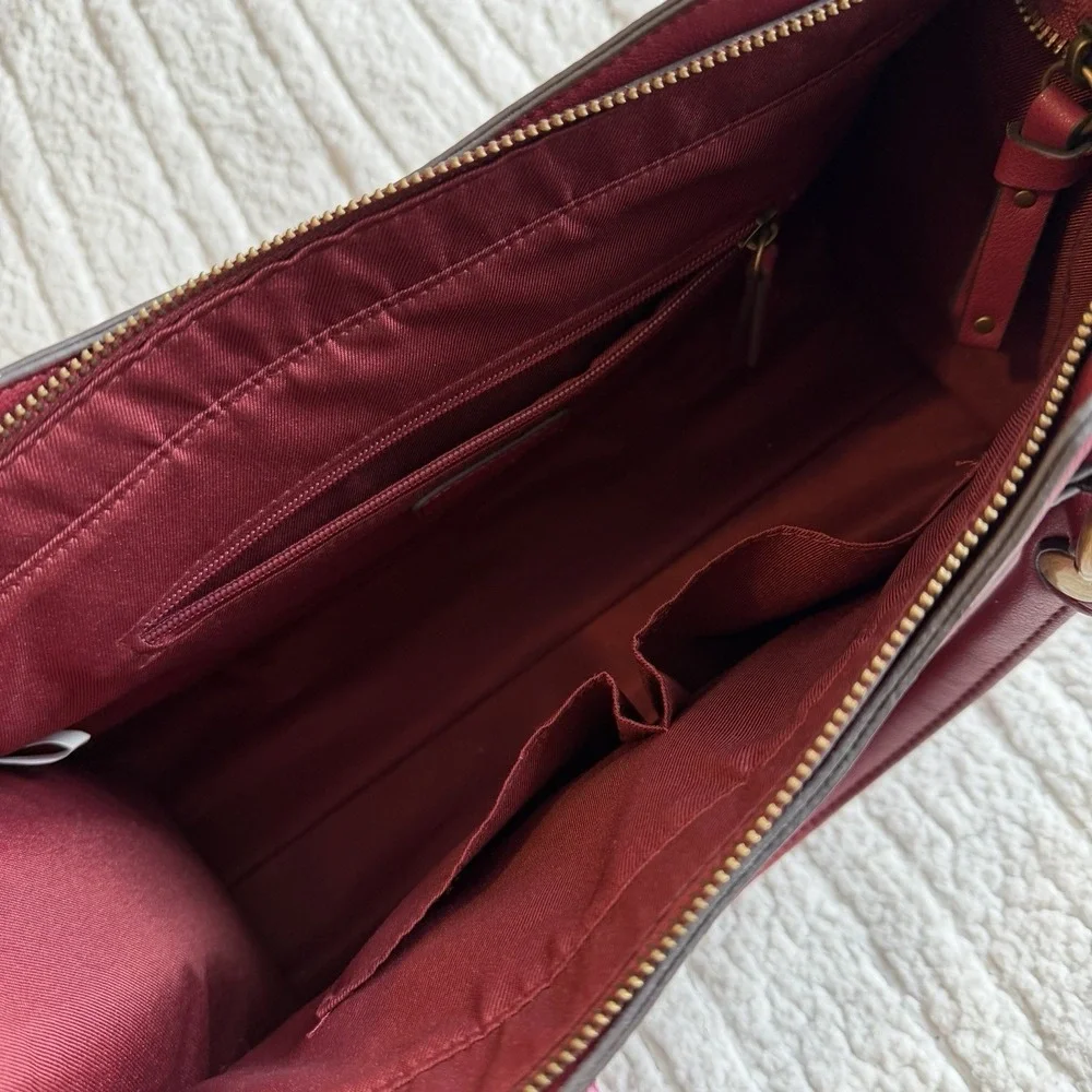 Frye and Co. Core Satchel Women's Shoulder‎ Bag Faux Leather Maroon Medium